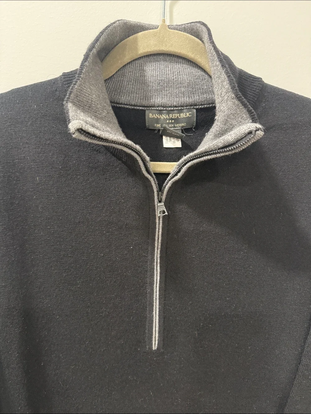 Banana Republic Men's Black Zip-Front Knit Sweater